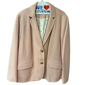 Talbots Woman Petites Blush Pink Textured Knit Blazer Gold Crest Buttons Anchor